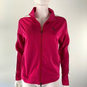 Puma Medium Pink Open Front Zipper Logo Sweater